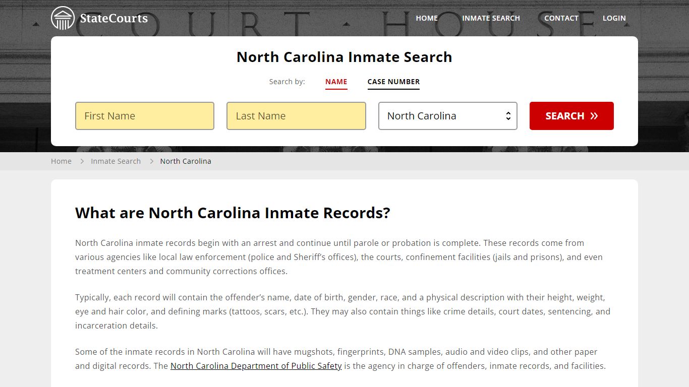 North Carolina Inmate Search, Prison and Jail Information - State Courts